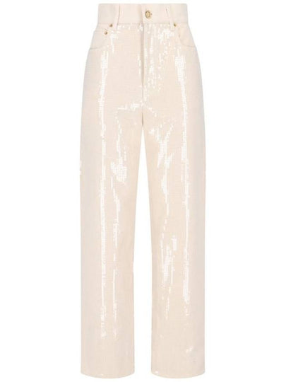 Transparent All Over Sequin Straight Pants Ecru - GOLDEN GOOSE - BALAAN 2