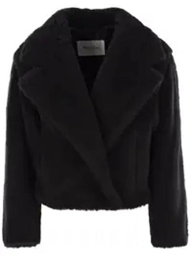 Augeri Alpaca Wool Silk Fur Coat Black - MAX MARA - BALAAN 1