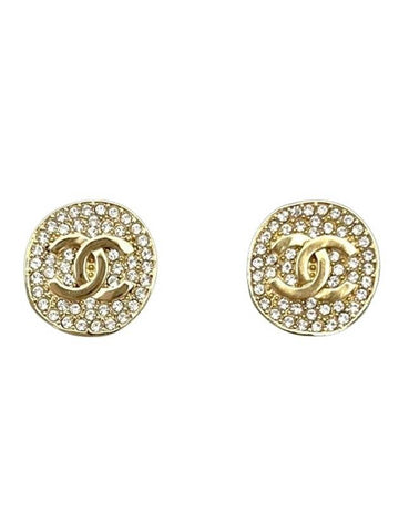 CC cubic logo round earrings gold - CHANEL - BALAAN 1