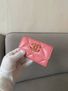 19 Snap Card Wallet Lambskin Coral Pink Gold Plated AP1790 - CHANEL - BALAAN 9