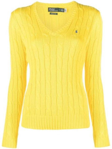 Women's Embroidered Logo Knit Top Yellow - POLO RALPH LAUREN - BALAAN 1