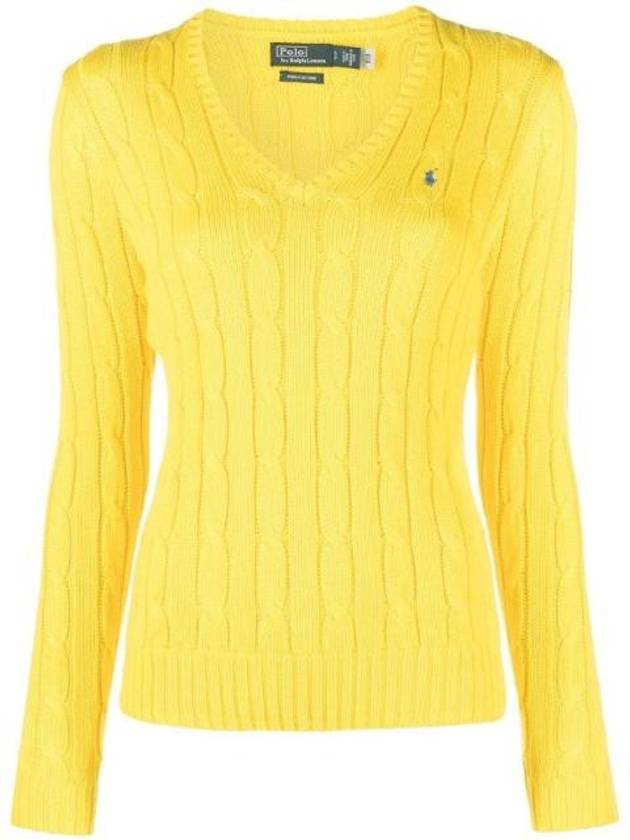 Women's Embroidered Logo Knit Top Yellow - POLO RALPH LAUREN - BALAAN 1