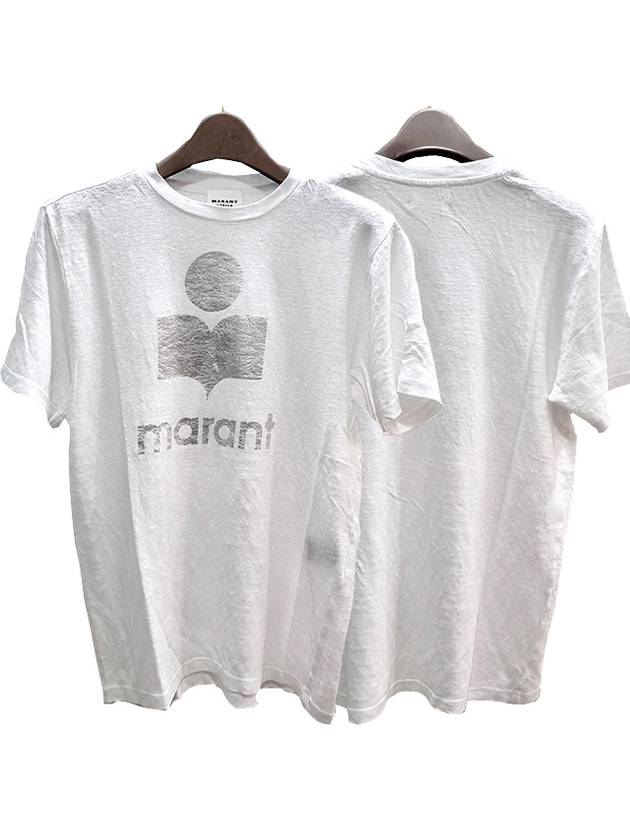 ZEWEL Linen Silver Logo Short Sleeve T-Shirt White TS0001FA A1N10E 20WH - ISABEL MARANT ETOILE - BALAAN 1