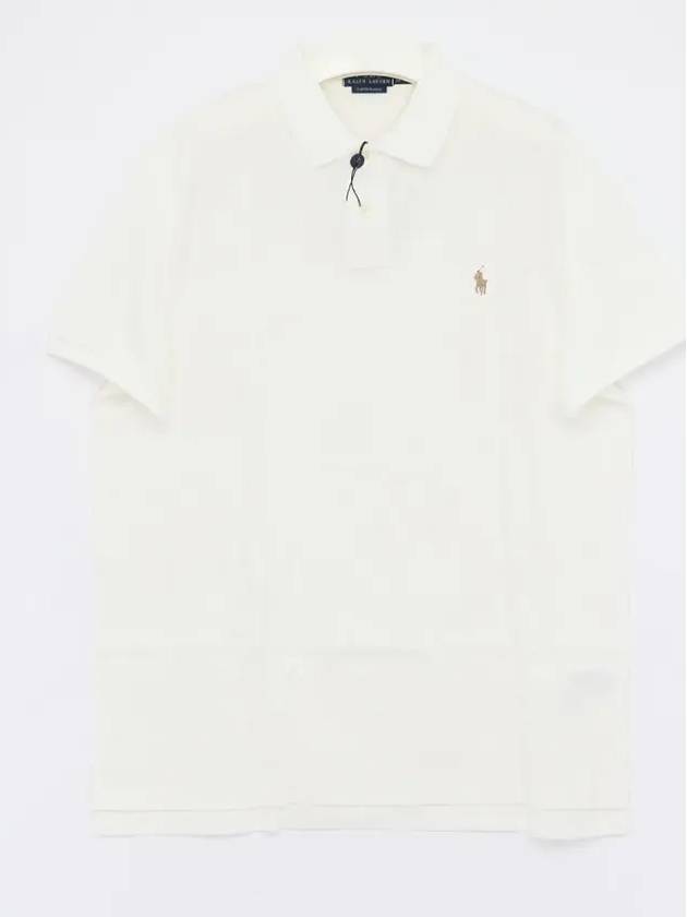 Embroidered Brown Pony Slim Fit Polo Shirt White - POLO RALPH LAUREN - BALAAN 4