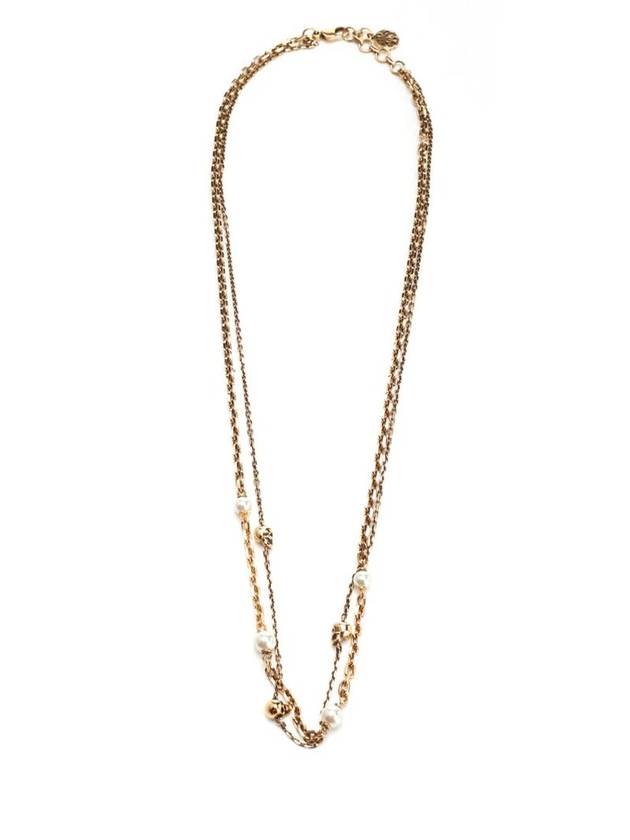 Pearl Skull Necklace Gold - ALEXANDER MCQUEEN - BALAAN 1