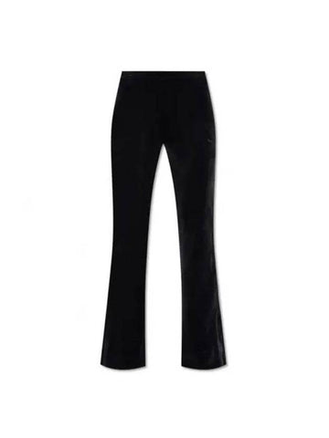 Women's Crushed Velvet Flare Trousers Pants Black - ADIDAS - BALAAN 1