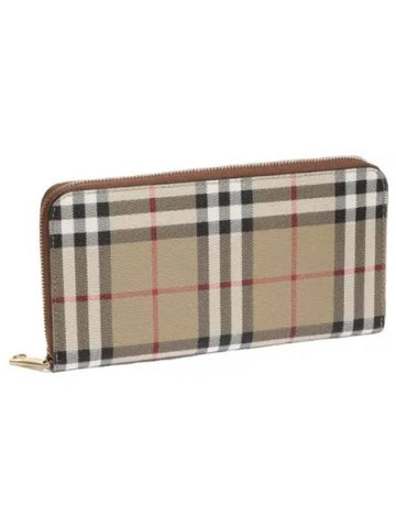 Check Leather Zipper Round Wallet Women s Long - BURBERRY - BALAAN 1