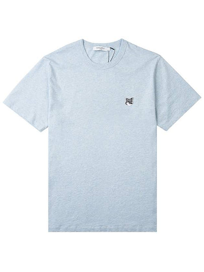 Grey Fox Head Patch Classic Short Sleeve T-Shirt Light Blue - MAISON KITSUNE - BALAAN 2