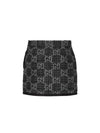 Women's GG Monogram Tweed A-Line Skirt Dark Grey - GUCCI - BALAAN 3