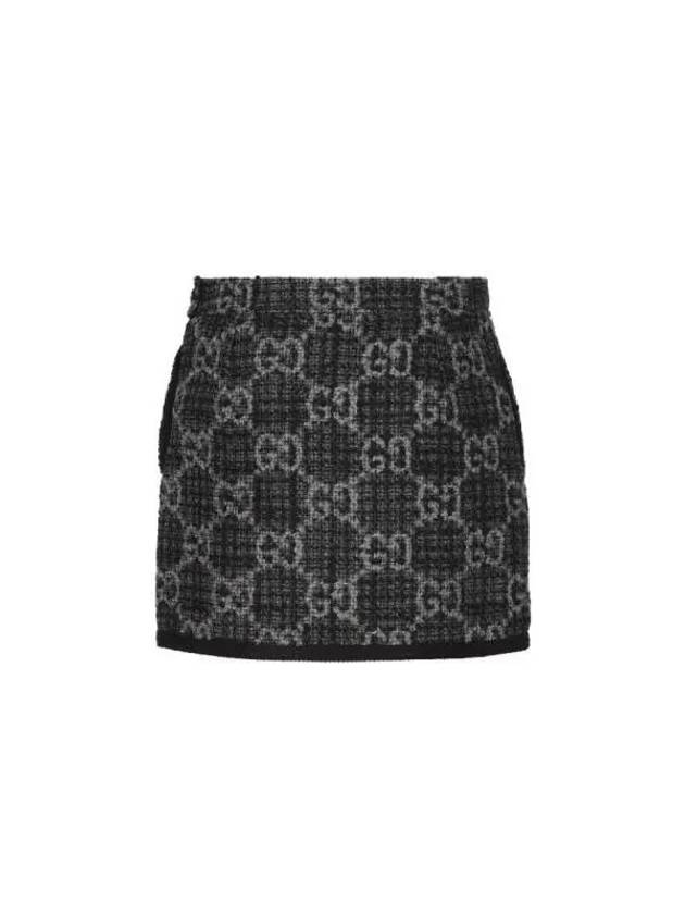 Women's GG Monogram Tweed A-Line Skirt Dark Grey - GUCCI - BALAAN 3