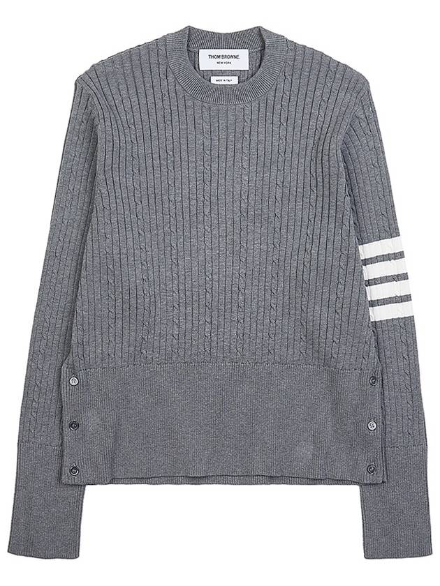 Baby Cable Cotton 4 Bar Crew Neck Knit Top Grey - THOM BROWNE - BALAAN 2