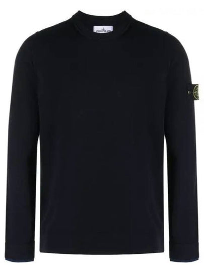 Logo Patch Crew Neck Knit Top Navy - STONE ISLAND - BALAAN 2