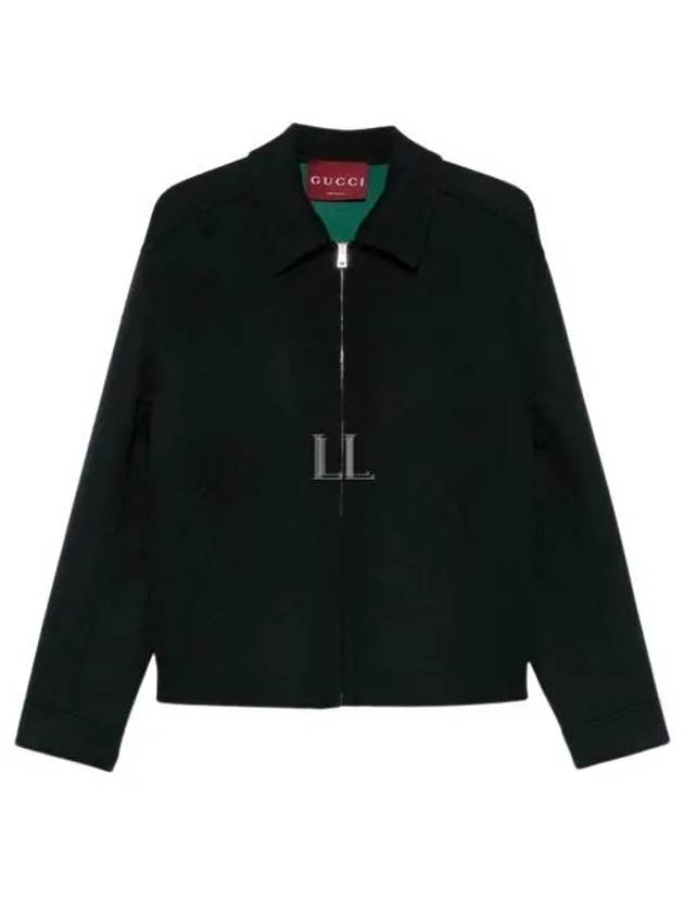 Jacquard Wool Zip-Up Jacket Dark Blue - GUCCI - BALAAN 2