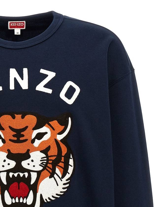 Lucky Tiger Embroidered Oversized Sweatshirt Navy - KENZO - BALAAN 4