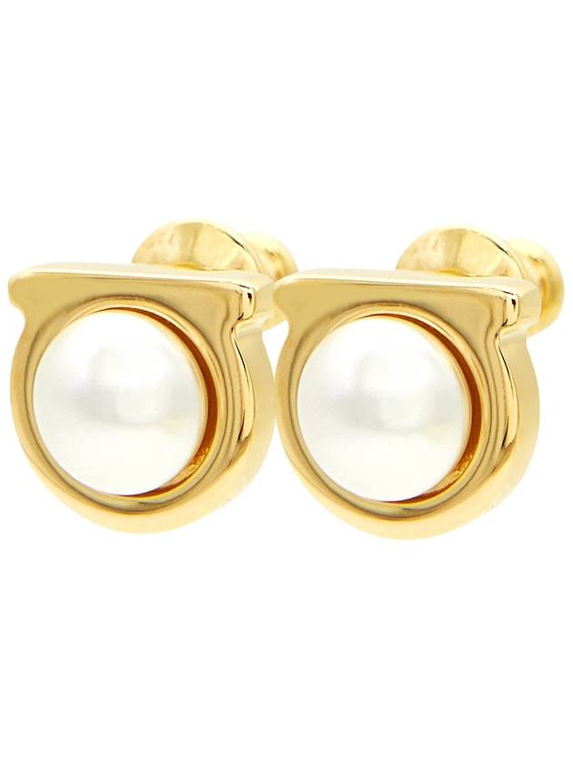 Gancini pearl earrings gold - SALVATORE FERRAGAMO - BALAAN 3