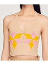 Patterned Halter Neck Knit Top Beige - SANDRO - BALAAN 7