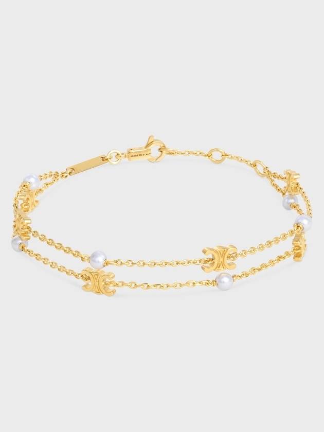 Triomphe Logo Pearl Double Bracelet Gold - CELINE - BALAAN 2