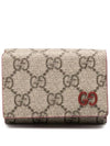 GG Supreme Canvas Mini Half Wallet Beige Red - GUCCI - BALAAN 1