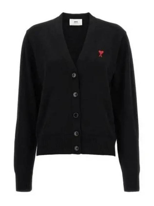 Heart Logo Wool Cardigan Black - AMI - BALAAN 2