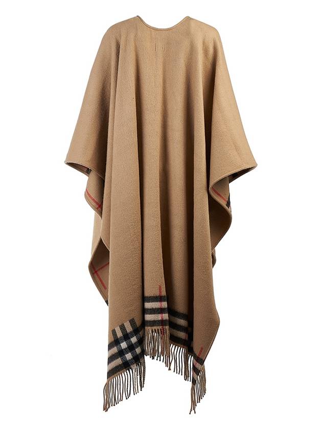 Reversible Check Wool Cashmere Cape Beige - BURBERRY - BALAAN 5