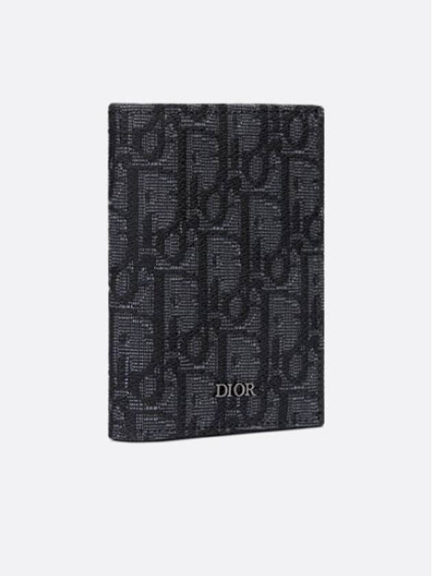 Bi-Fold Card Holder Black  Oblique Jacquard - DIOR - BALAAN 4