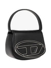 1DR Round Logo Leather Mini Shoulder Bag Black - DIESEL - BALAAN 4