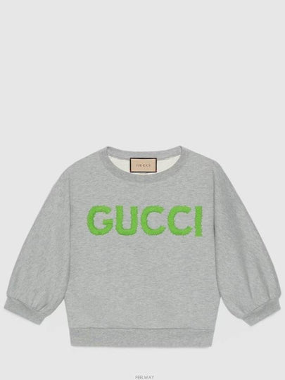 Cotton Jersey Crop Sweatshirt Grey - GUCCI - BALAAN 2