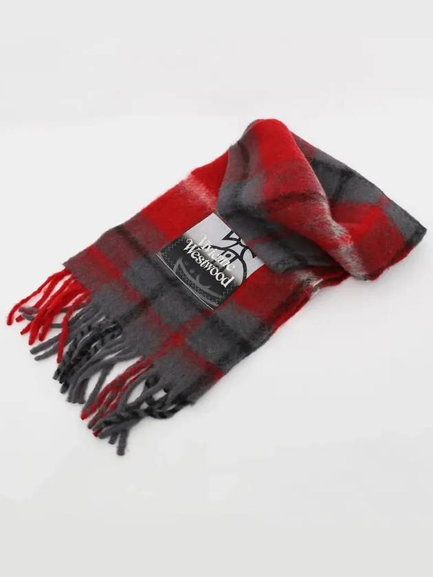 Tartan Check Alpaca Wool Muffler Red - VIVIENNE WESTWOOD - BALAAN 4