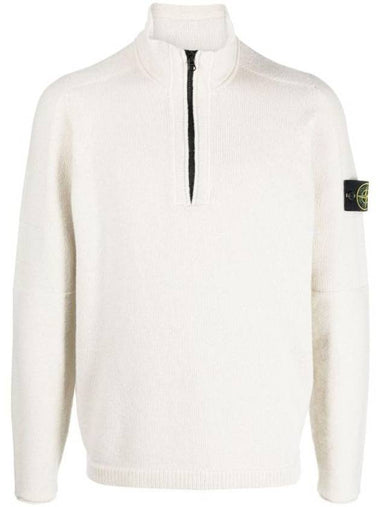 Wappen Patch Lambswool Half-Zip Knit Top Plaster - STONE ISLAND - BALAAN 1