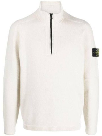 Wappen Patch Lambswool Half-Zip Knit Top Plaster - STONE ISLAND - BALAAN 1