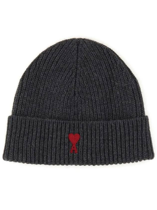 Heart Logo Wool Beanie Heather Grey - AMI - BALAAN 2