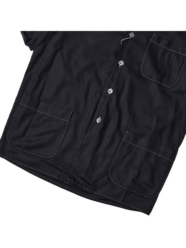 Back Stitch Pocket Viscose Short Sleeve Shirt Black - MAISON MARGIELA - BALAAN 8