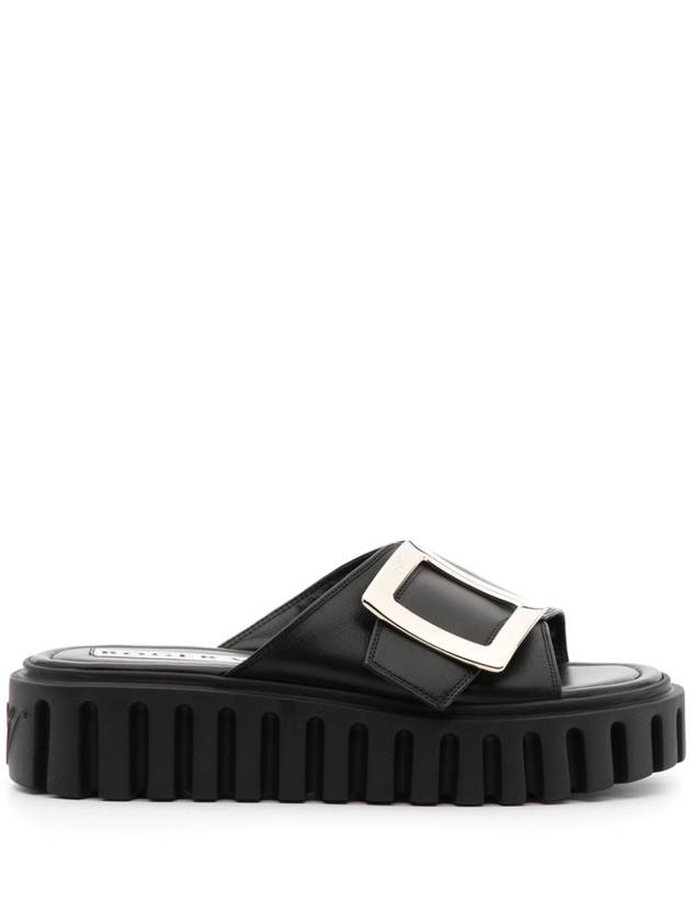 Viv Go Tick Metal Buckle Slippers Black - ROGER VIVIER - BALAAN 2