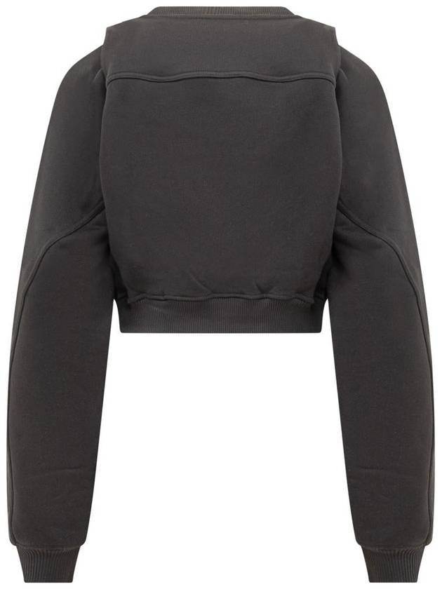 Women's Logo Crew Neck Crop Sweatshirt Black - OFF WHITE - BALAAN 3