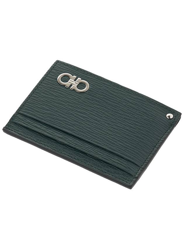 Double Gancini Leather Card Wallet Green - SALVATORE FERRAGAMO - BALAAN 5