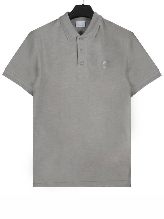 Embroidered Logo Short Sleeve Polo Shirt Grey - BURBERRY - BALAAN 2