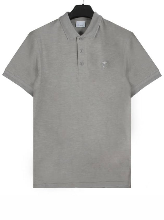 Logo Embroidered Short-Sleeved Polo Shirt Grey - BURBERRY - BALAAN 2