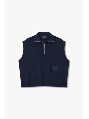 Women s Embroidered Logo Half Zip Up Vest Navy - ARMANI EXCHANGE - BALAAN 1