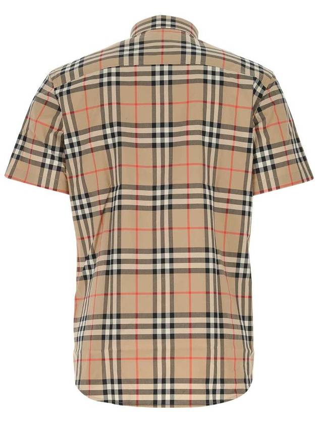 Check Cotton Poplin Short Sleeve Shirt Archive Beige - BURBERRY - BALAAN 3