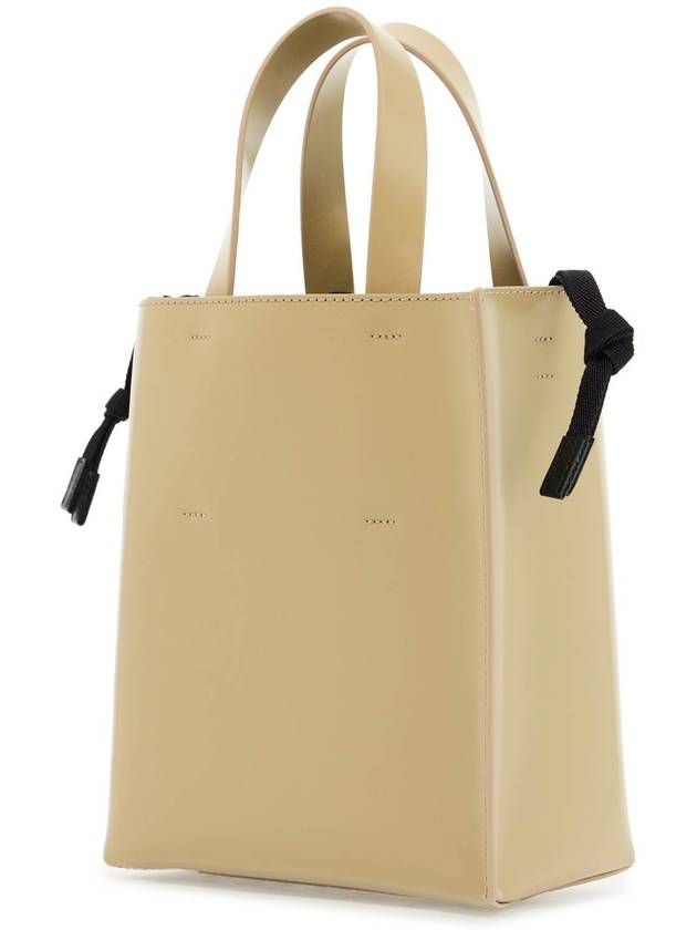 beige leather shopping bag with short handles and shoulder strap - MARNI - BALAAN 2