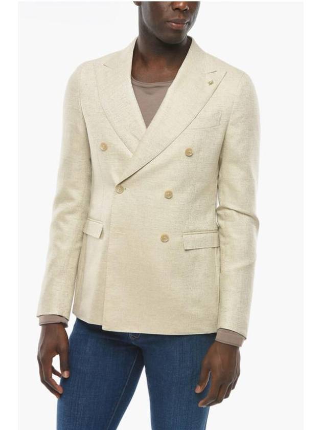 Men s Double Breasted Jacquard Blazer 91XZ90 0286102 036 Beige BPG - CORNELIANI - BALAAN 1