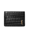 Monogram Logo Crocodile Card Wallet Black - SAINT LAURENT - BALAAN 3