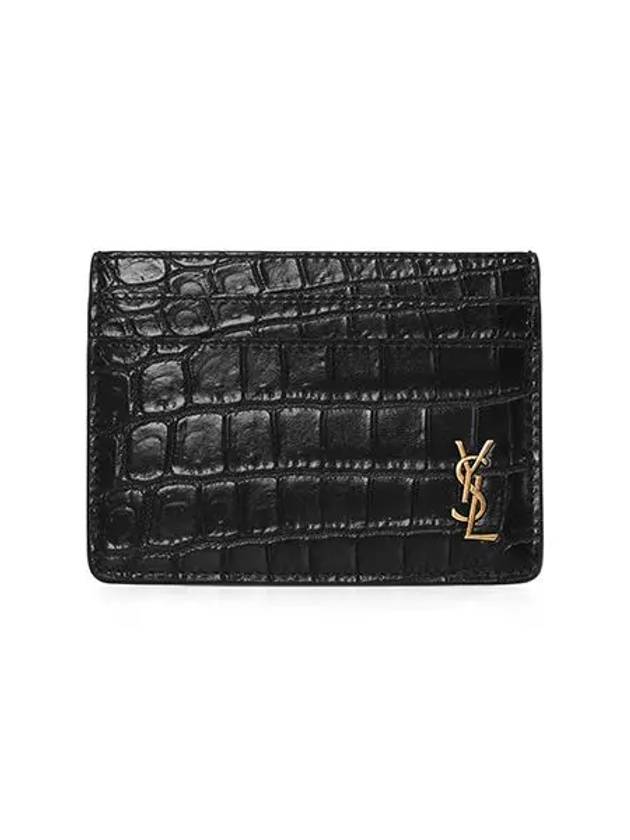 Monogram Logo Crocodile Card Wallet Black - SAINT LAURENT - BALAAN 2