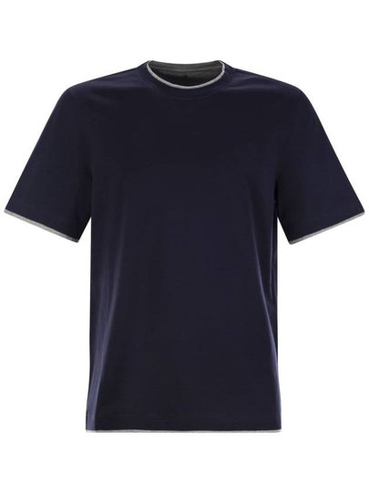 24 ss Cotton T-Shirt WITH Contrast PROFILES M0B137427CD325 B0650987560 - BRUNELLO CUCINELLI - BALAAN 2