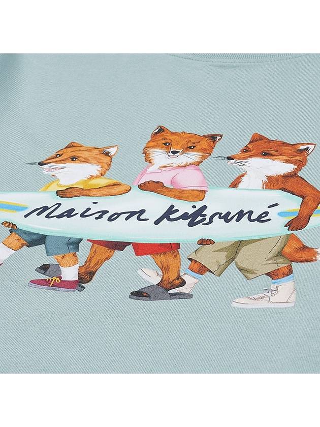 Surfing Foxes Logo Print Short Sleeve T-Shirt Sky Blue - MAISON KITSUNE - BALAAN 6