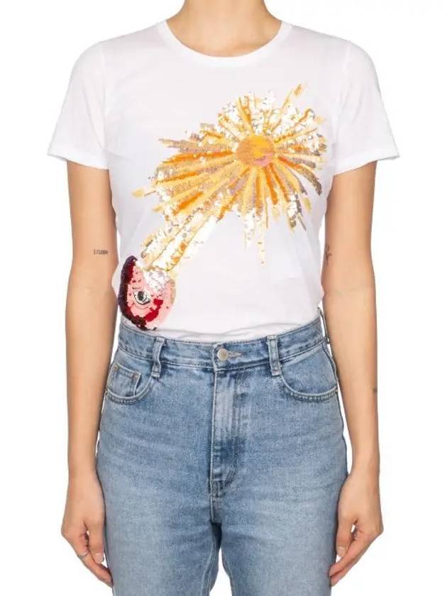 Nanilux sequin flower printing t shirt 445464 QHZA6 0900 - ALEXANDER MCQUEEN - BALAAN 1