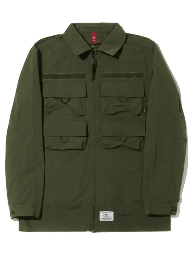 Men's Nylon Cargo Shirt Zip-up Jacket Green - ALPHA INDUSTRIES - BALAAN 1