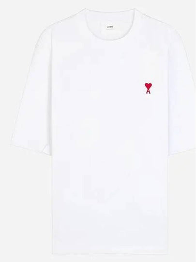 Small Heart Logo Boxy Fit Short Sleeve T-Shirt White - AMI - BALAAN 2