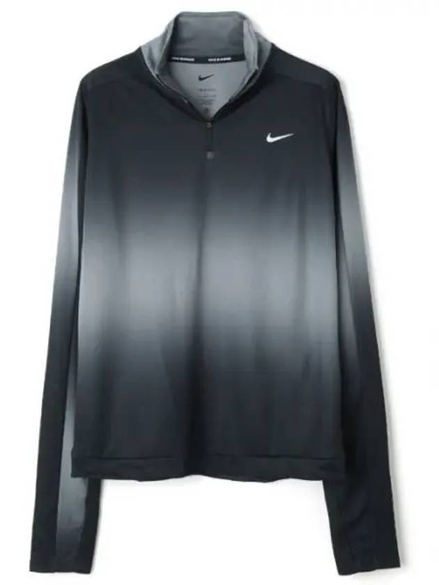 Dri Fit Swoosh Print Half Zip Running Long Sleeve T-shirt Black - NIKE - BALAAN 1