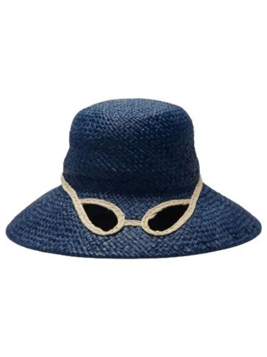Sunglasses Printed Straw Hat Dark Blue - MARNI - BALAAN 1